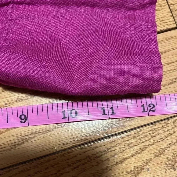 [M]Lucy Laurel Pink Red  Linen 3/4 Sleeve Button Down Shirt - Picture 9 of 9